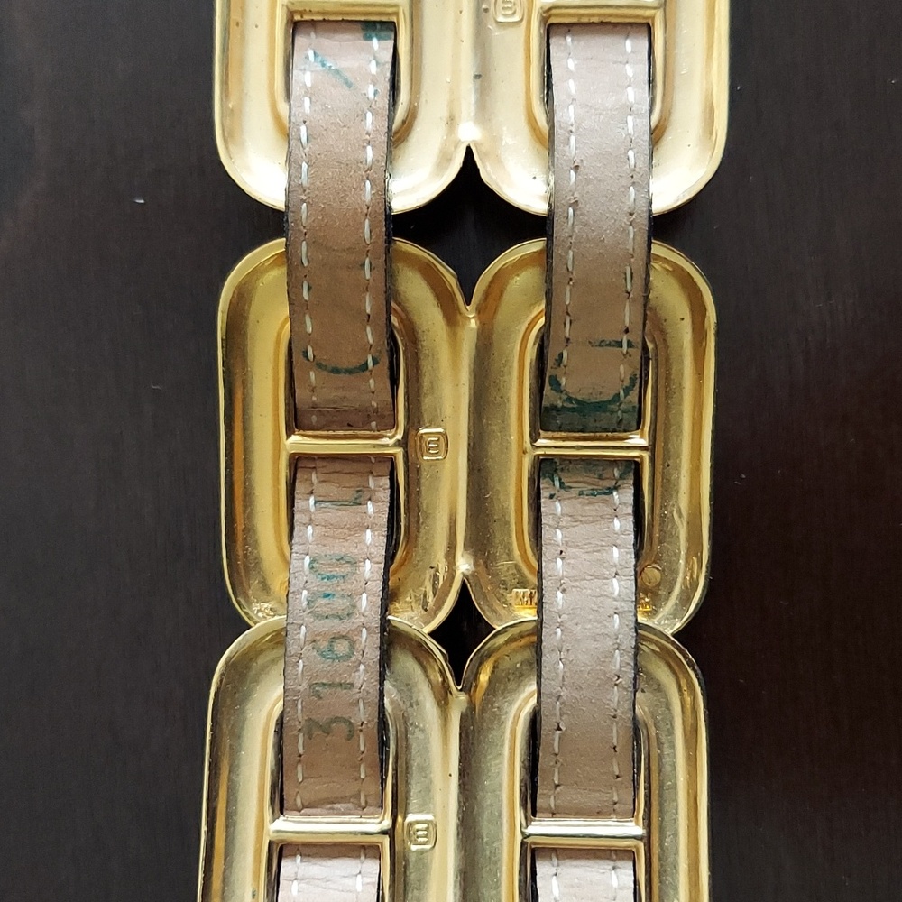 Vintage Late 1980s/Early 1990s Gold Chain & Woven Black Leather Double Link Belt - Picture 12 of 16